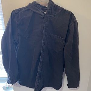 Black American Eagle Jean Button Up Hoodie